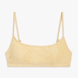 WEWOREWHAT PULL ON TOWEL TERRY BRA TOP TAUPE SIZE M
